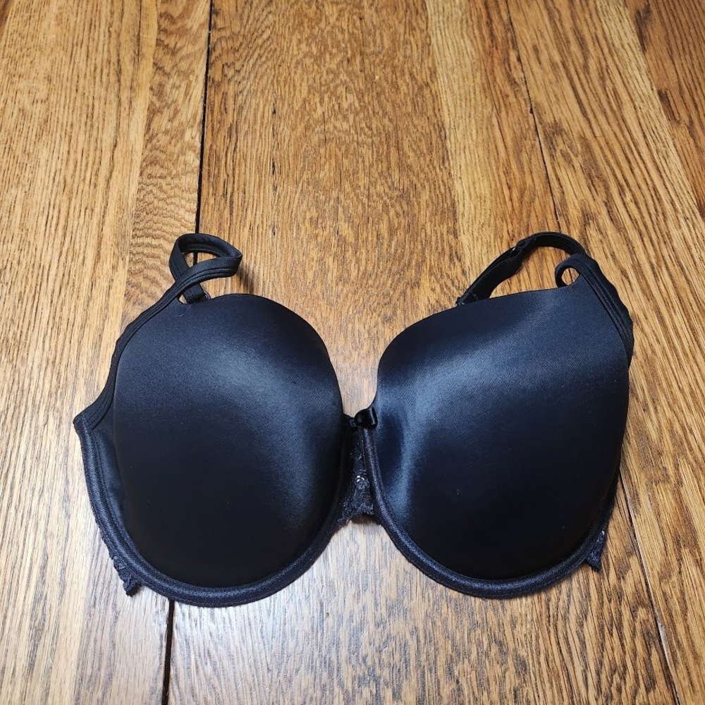 Panache Superbra Black Lace T-Shirt Bra Underwired Contoured 30FF UK/USA 792